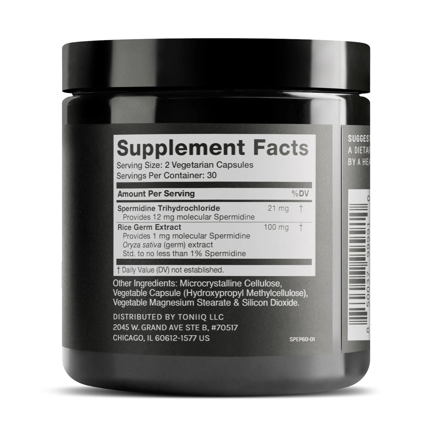 Toniiq 22mg Ultra Concentrated Spermidine Supplement -Spermidine Supplements for Men and Women - Rice Germ Extract and Trihydrochloride Complex Blend - 60 Vegetarian Capsules - 30 Servings Toniiq