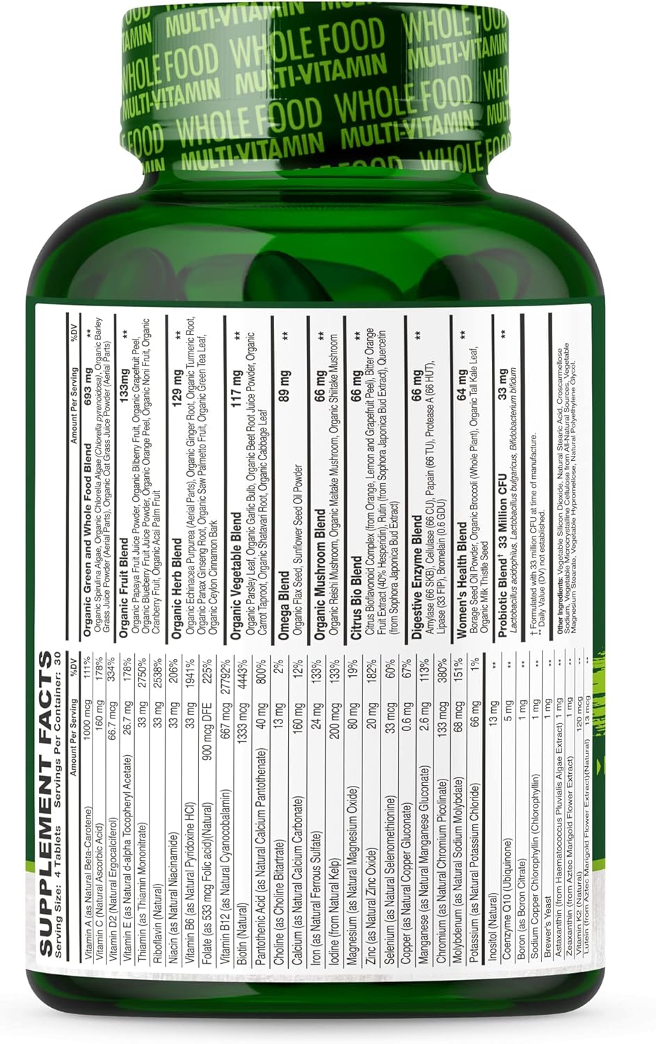 Wholesome Wellness Whole Food Multivitamin for Women - Natural Multi Vitamins, Minerals, Organic Extracts - 120 Tablets Gsupps Australia