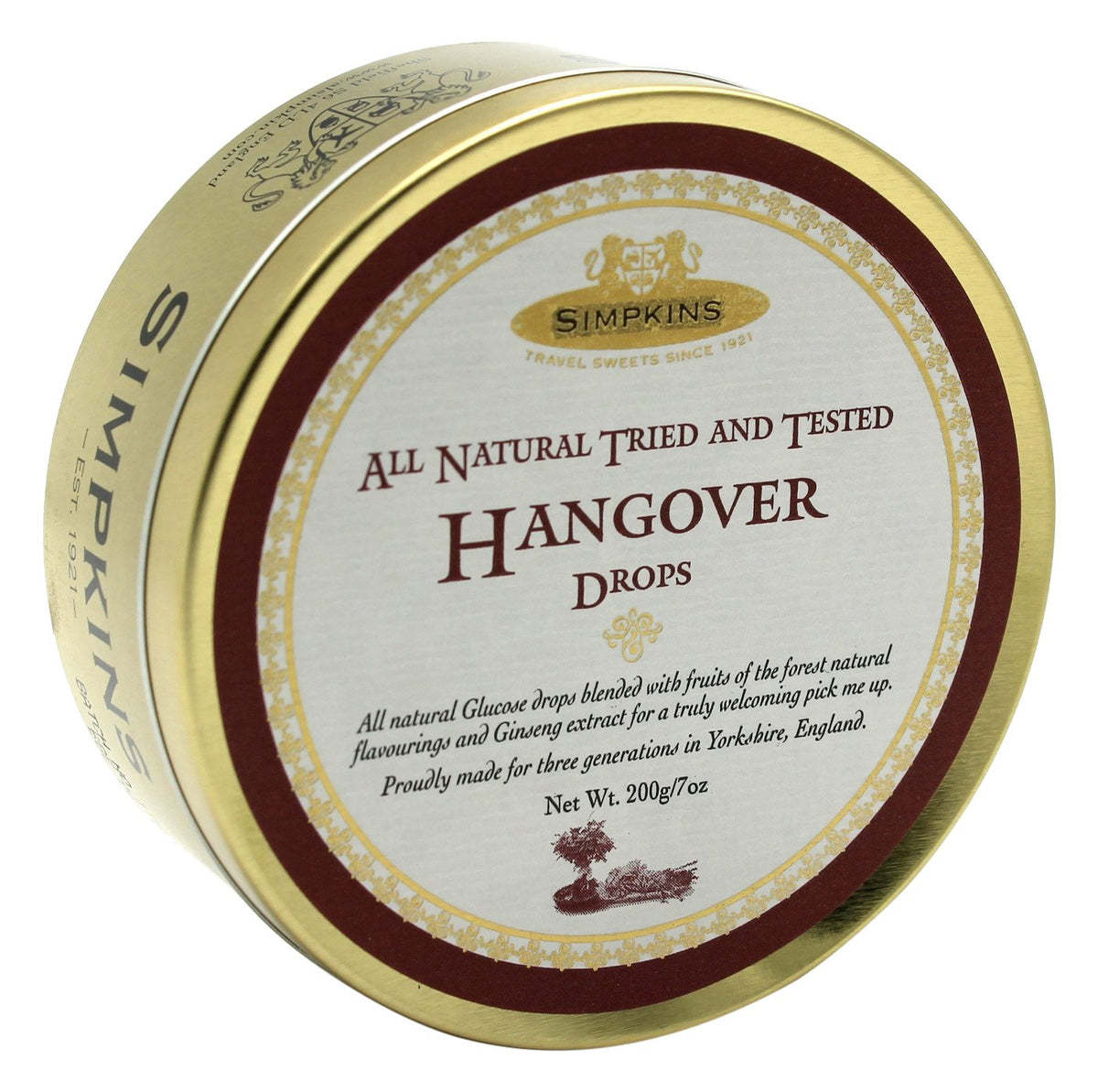Simpkins Travel Sweets, Hangover Drops, One 200g Tin SIMPKINS