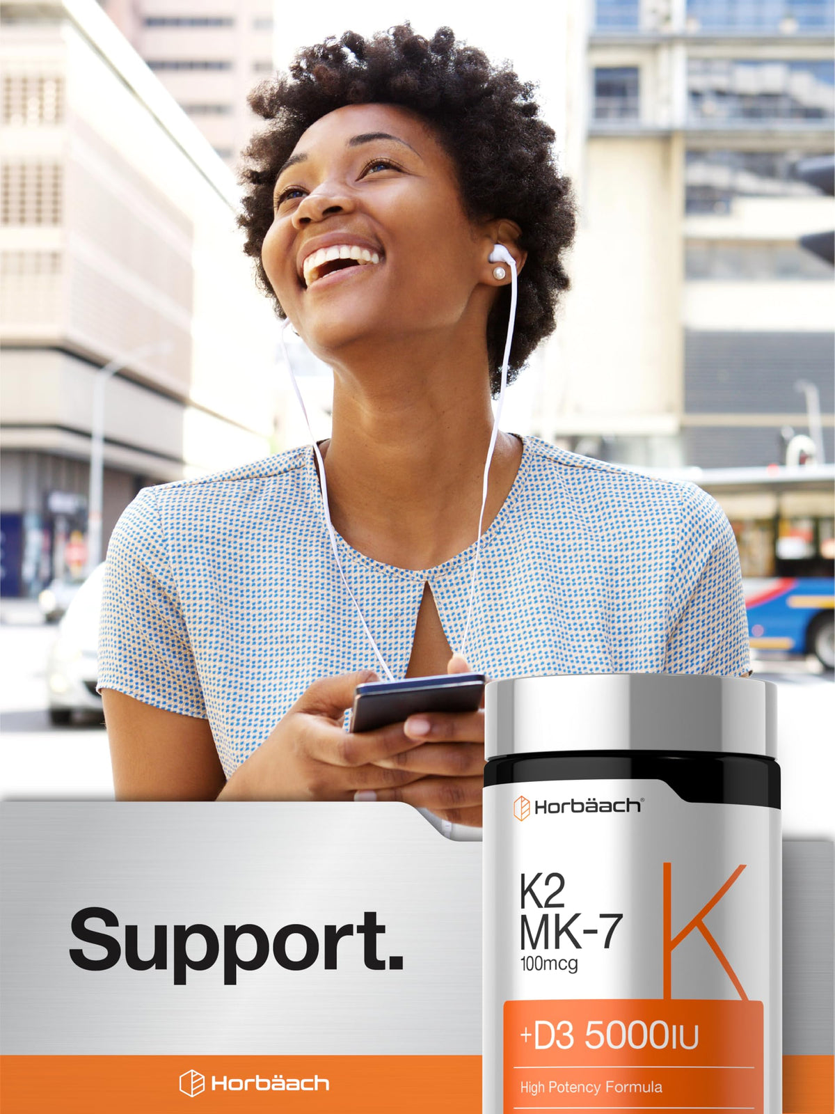 Horbäach Vitamin D3 K2 5000 iu | 100mcg MK-7 Complex | 180 Softgel Capsules | Non-GMO & Gluten Free Supplement Horbäach