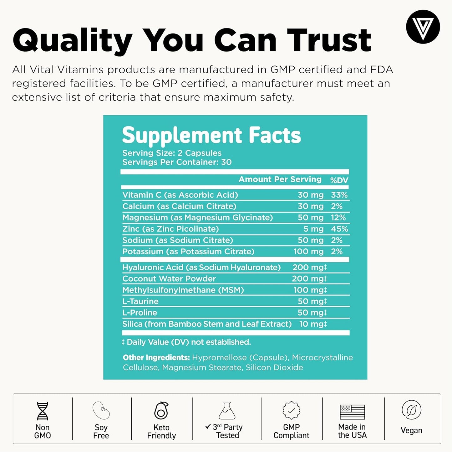 Vital Vitamins Multi-Collagen Plus 150 ct + Hyaluronic Acid Hydration Complex 60 ct Gsupps Australia