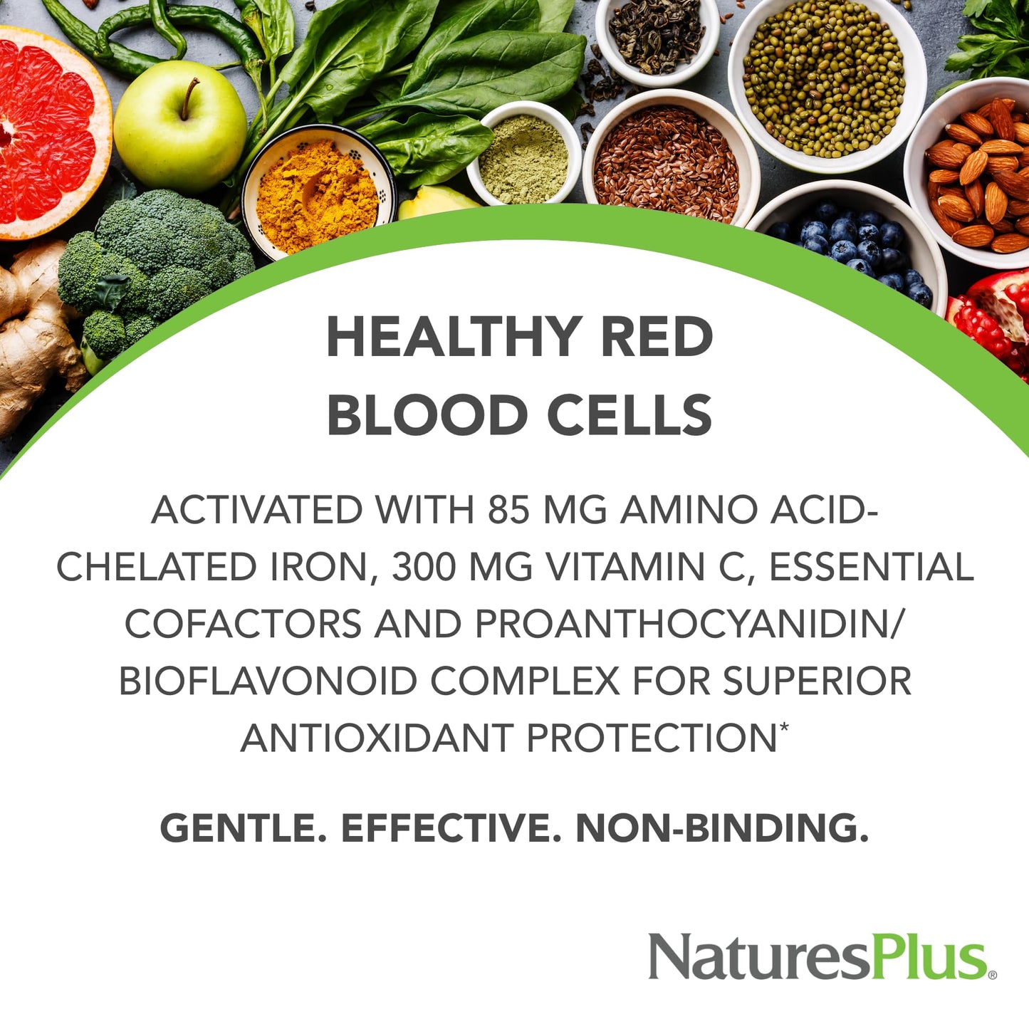 NaturesPlus Hema-Plex Iron - 60 Fast-Acting Softgels - 85 mg Iron + Vitamin C & Bioflavonoids for Healthy Red Blood Cells NaturesPlus