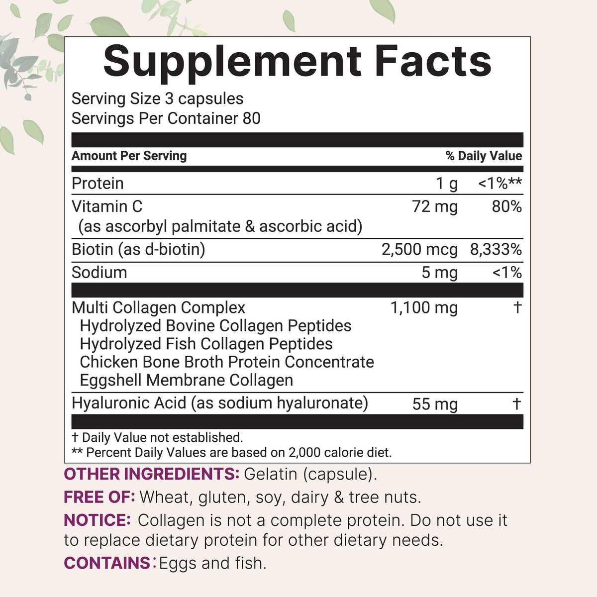 Micro Ingredients Multi Collagen Pills for Women & Men, 240 Capsules | Type I, II, III, V, X | Hydrolyzed Peptides with Biotin, Hyaluronic Acid Micro Ingredients