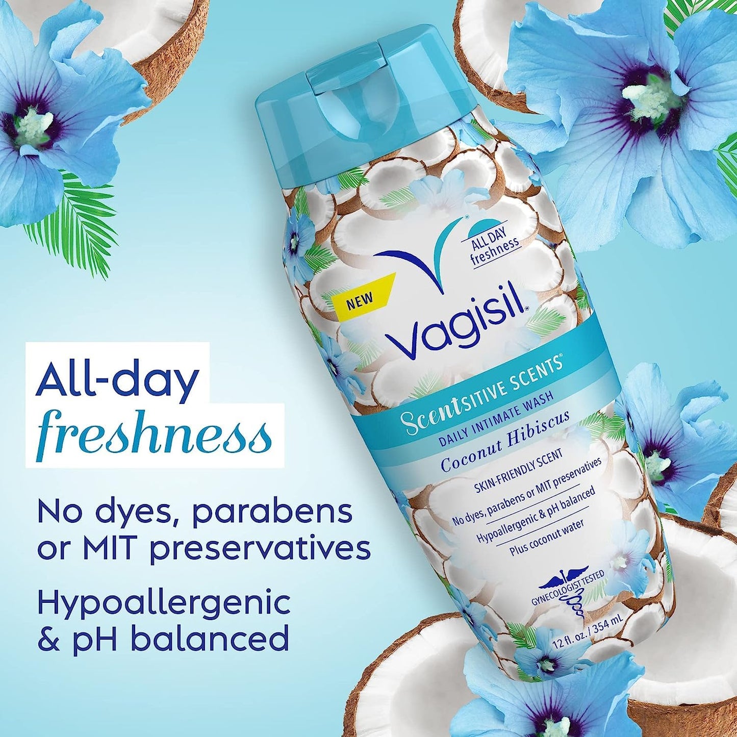 Vagisil Feminine Wash for Intimate Area Hygiene, Scentsitive Scents, pH Balanced and Gynecologist Tested Vagisil