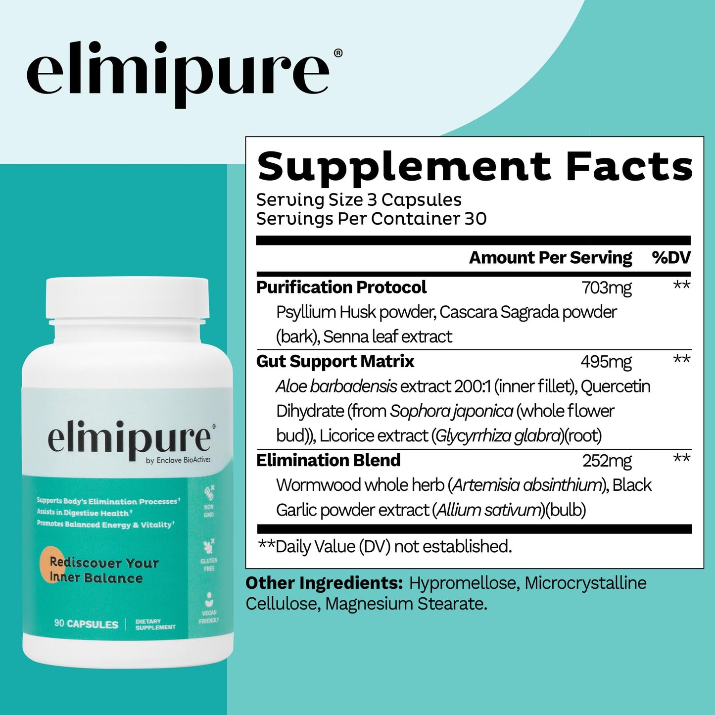 Elimipure Gut Cleanse & Restore Supplement: Natural & Effective Detox Cleanse Capsules | Fortify Your Microbiome | Effortless Morning Stools Elimipure