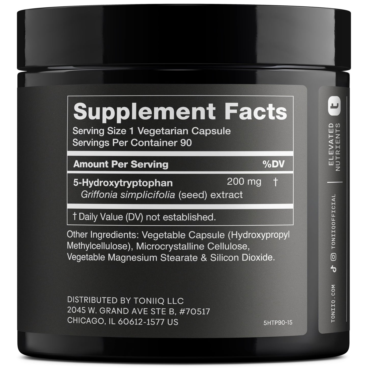 Toniiq Ultra High Strength 5HTP Capsules - 99%+ Highly Purified and Bioavailable - 12:1 Concentrated Extract - 200mg - 90 Veggie Capsules Toniiq