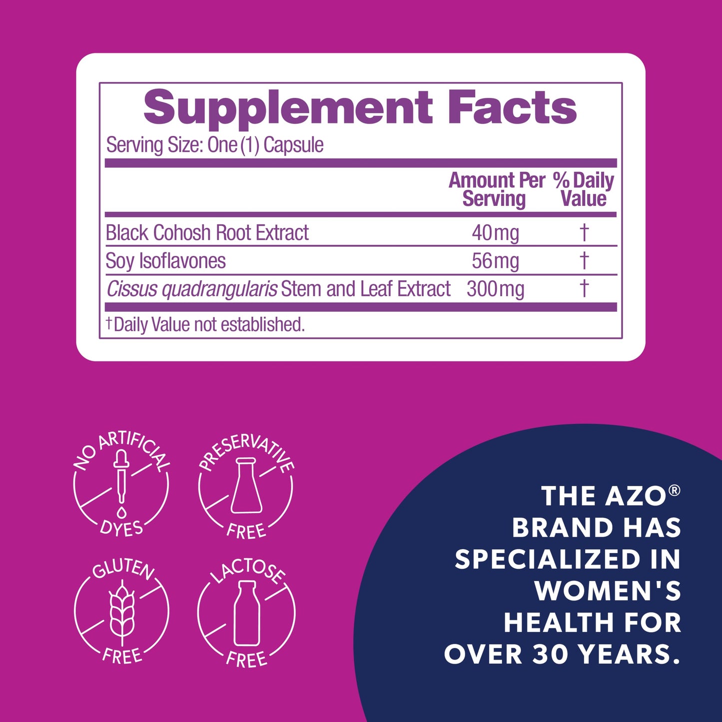 AZO® Daily Pre-Menopause Relief Perimenopause Supplements for Women, Hot Flash, Night Sweat and Healthy Weight Management Support* - 30 Count AZO