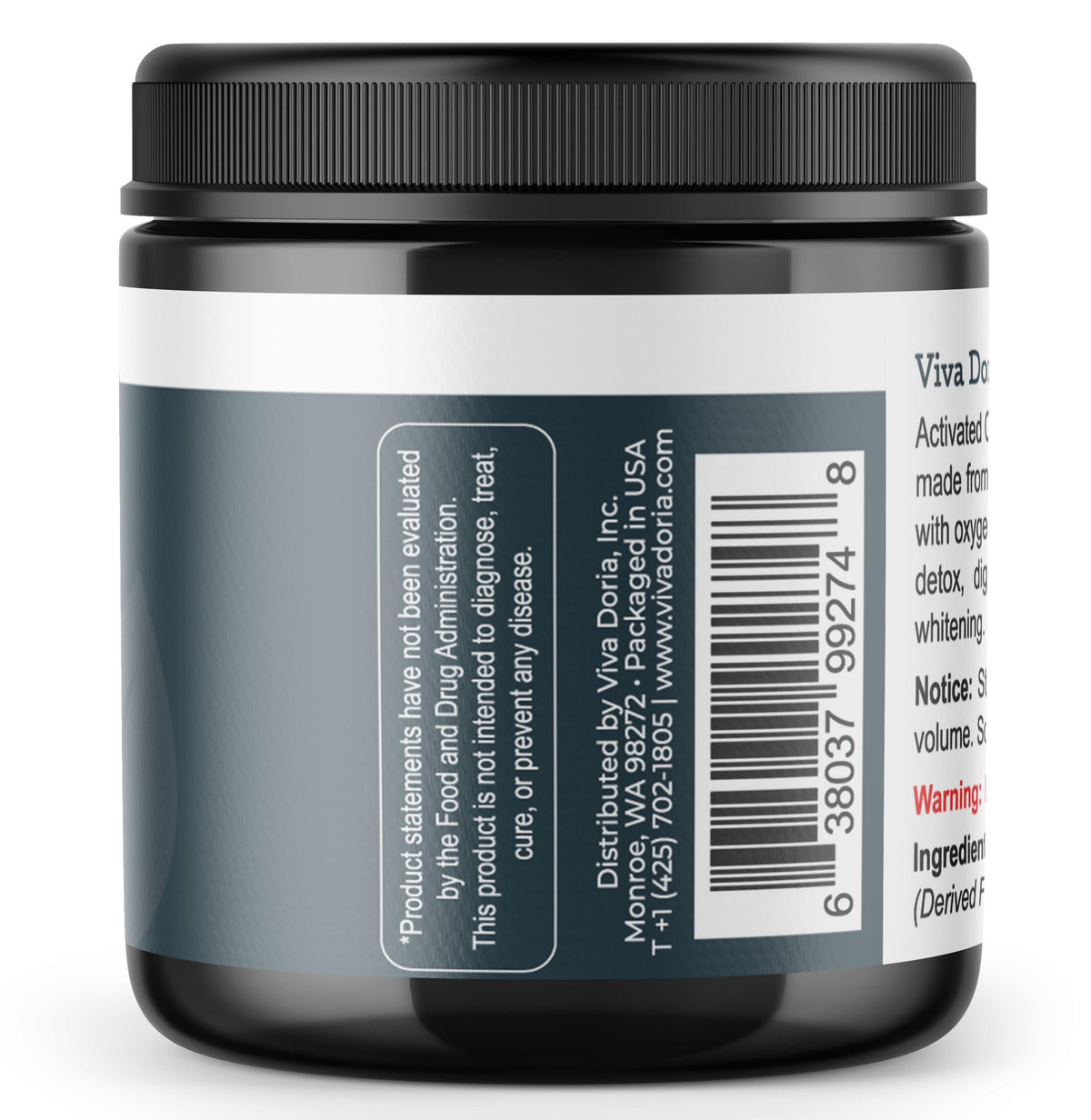 Viva Doria Activated Charcoal Powder, Hardwood Derived, Food Grade, 4 Oz Viva Doria