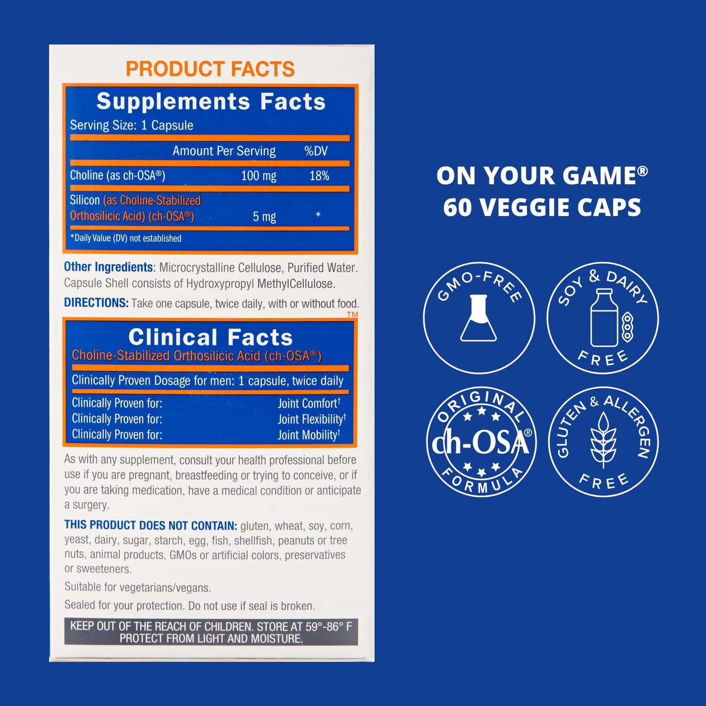 Biosil On Your Game - 60 Veggie Capsules, Pack of 2 - with Patented ch-OSA Complex - Increase Collagen Production for Joint Pain Relief, Flexibility & Range of Motion - GMO Free - 60-Day Supply Biosil