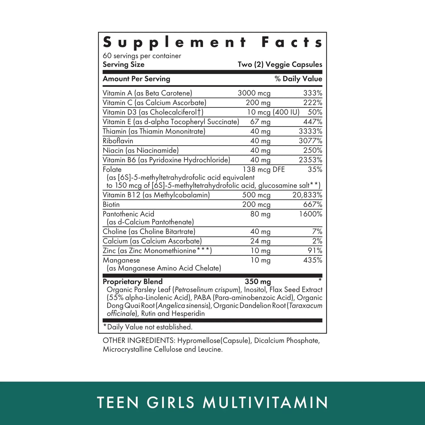 MICHAEL'S Health Naturopathic Programs Teen Girls Multivitamin - 120 Vegetarian Capsules - Nutrients for Healthy Growth & Development MICHAEL'S