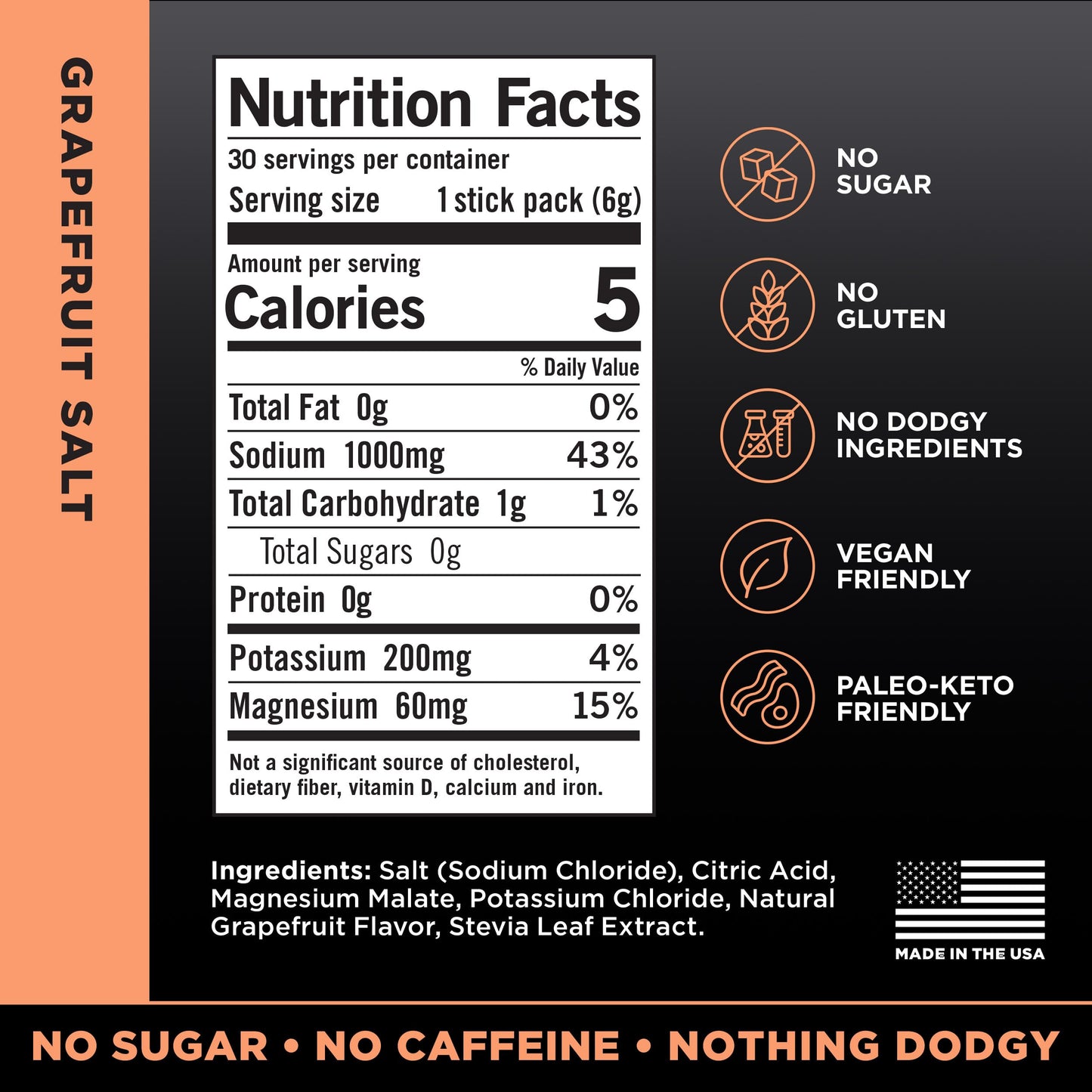 LMNT Zero Sugar Electrolytes - Grapefruit Salt | Drink Mix | 30 Count Drink LMNT