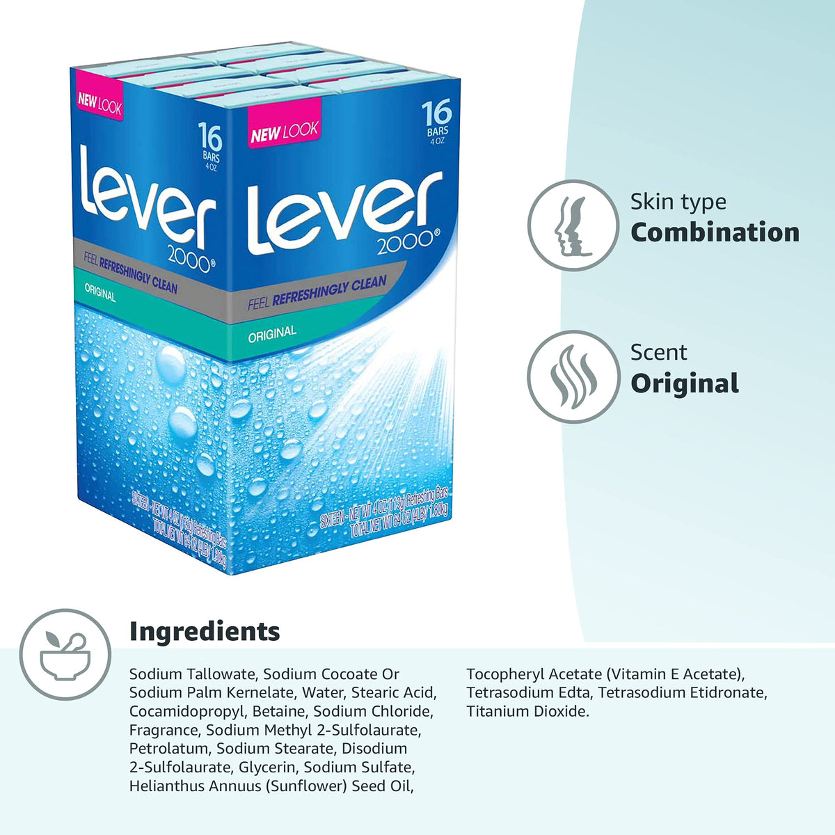 Lever 2000 Bar Soap, Original, 4 oz, 16 bar Lever 2000