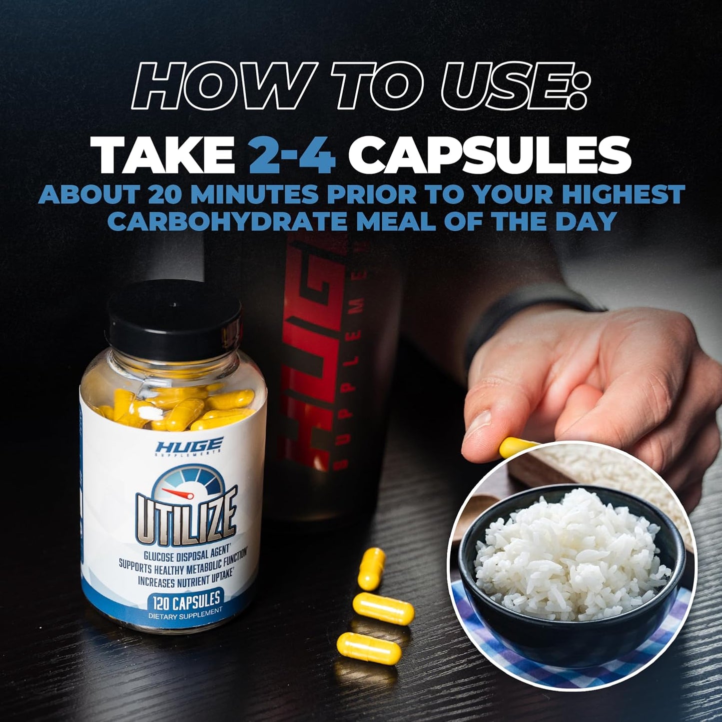 Utilize Glucose Disposal Agent (GDA), Carb Blocker & Nutrient Partitioner, Support Healthy Metabolic Function with 1.5g Berberine, 500mg Bitter Melon, 125mg Cinnamon & More (120 Capsules) Gsupps Australia