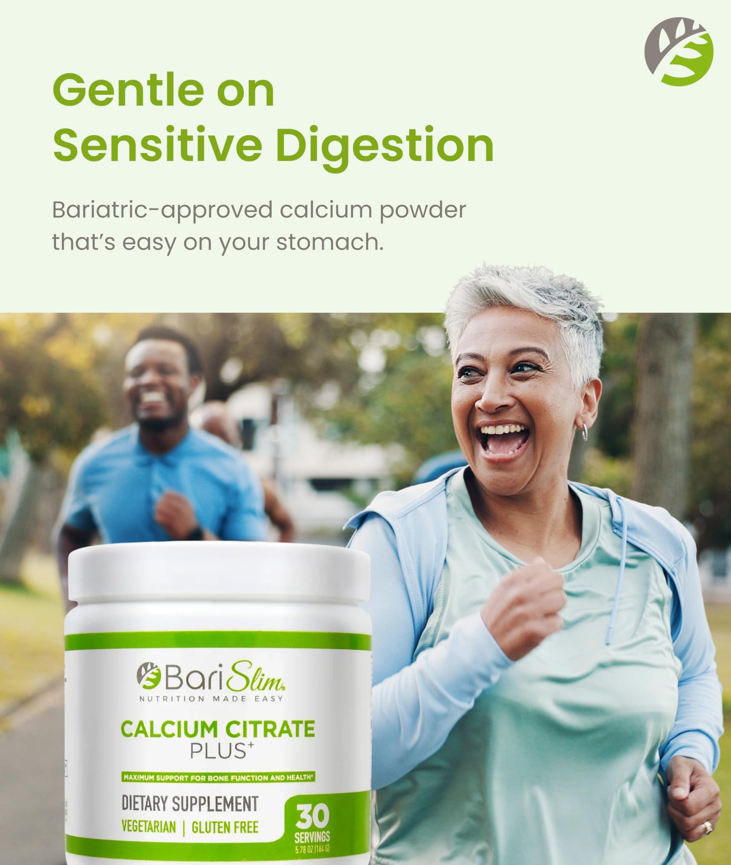 BariSlim Bariatric Calcium Citrate Plus Powder - Formulated for Patients After Weight Loss Surgery - Maximum Support for Bone Function and Health - Easy Digestion and Absorption | 600 mg (30 Servings) BariSlim