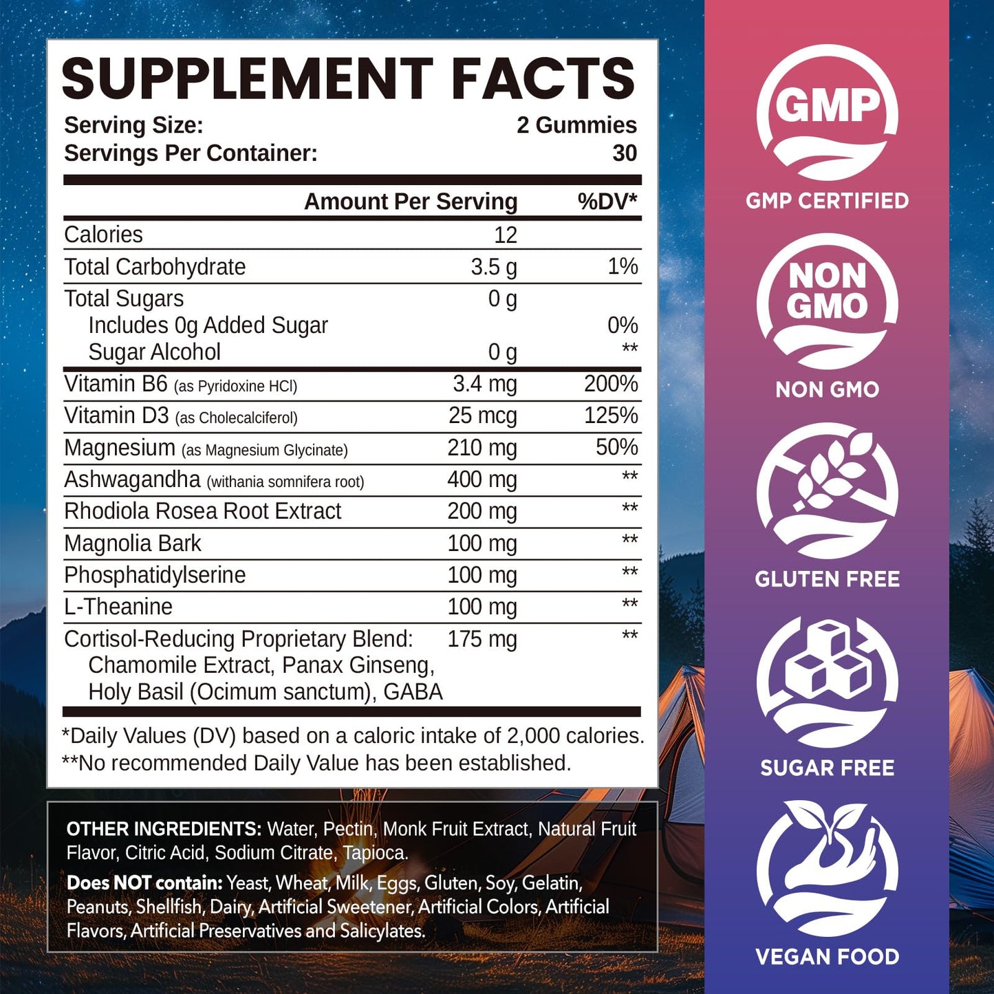 Cortisol Gummies, 12-in-1 Cortisol Reducer, with Magnesium Glycinate, Ashwagandha, L-Theanine, Phosphatidylserine, Vitamin B6 & D3, Rhodiola Rosea, for Men & Women, Sugar-Free, Vegan, NON-GMO, 60CT NATISLAND