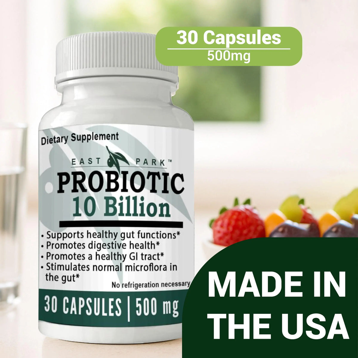 East Park Research d-Lenolate Probiotic Supplement | Probiotic 10 Billion CFUs Supports Gut & Digestive Health | Dietary Supplement Probiotics EAST PARK