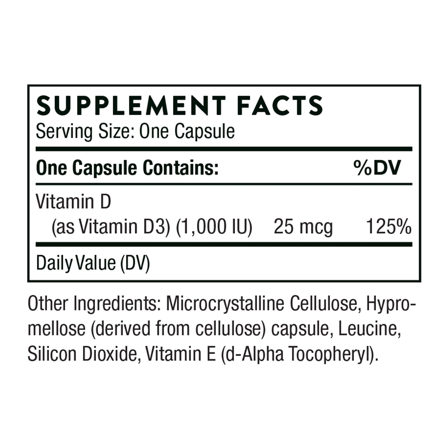 THORNE Vitamin D-1000 - Vitamin D3 Supplement - 1,000 IU - Support Healthy Bones THORNE