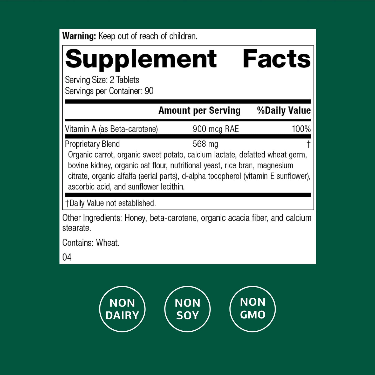 Standard Process Cataplex A - Supports Eye Health & Mucous Membranes - Supports Healthy Vision & Provides Antioxidant Vitamin A - Non-Dairy & Non-Soy - 180 Tablets Standard Process Inc.