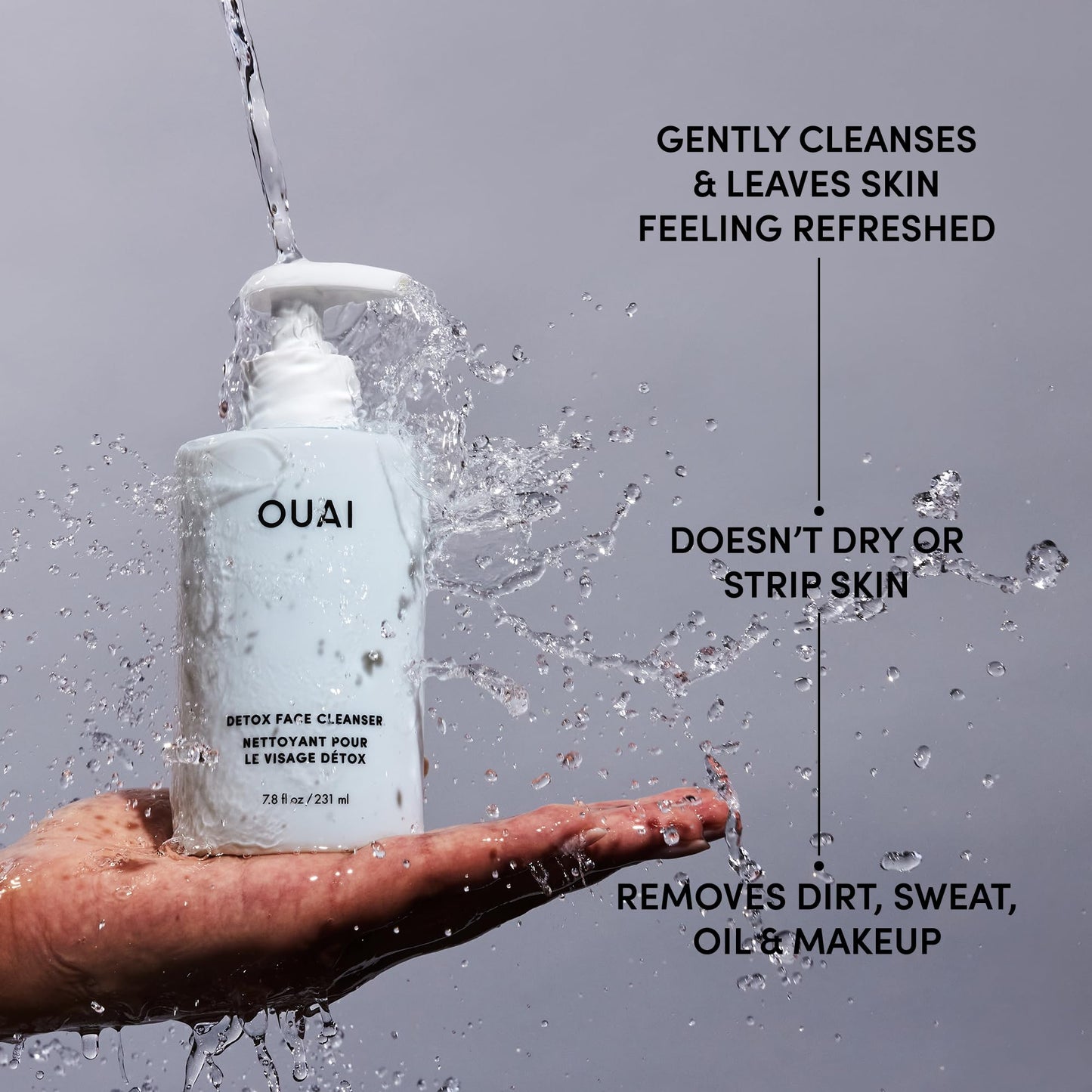 OUAI Detox Facial Cleanser - Deep Cleansing Face Wash with Glycolic Acid, Niacinamide & PHA - Removes Sweat, Dirt & Oil Without Drying - Gentle Face Cleanser for Post-Workout (7.8 Fl Oz) OUAI