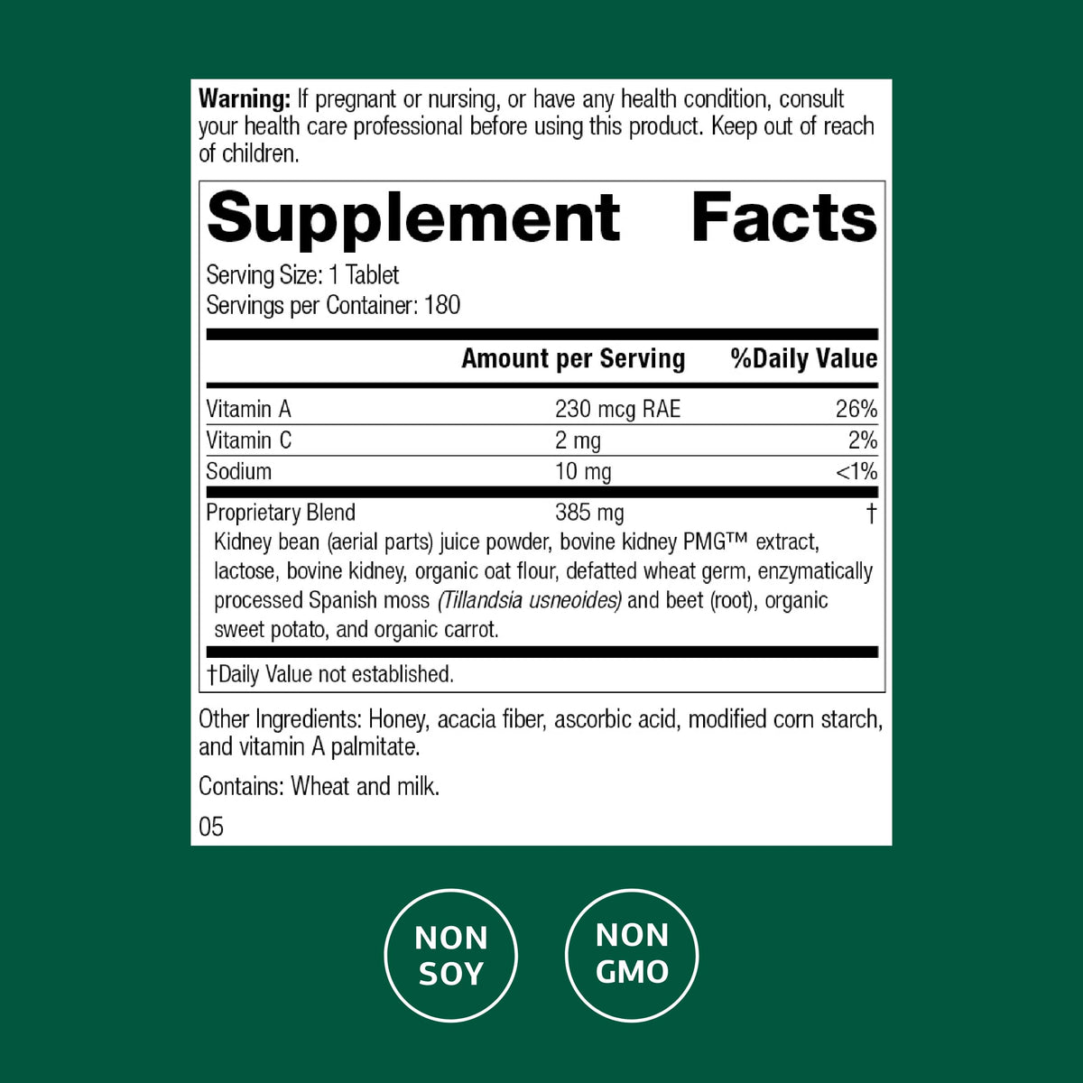 Standard Process Renafood - Supports Healthy Kidney Function & Antioxidant Activity - Contains Vitamins A - Non-Soy - 180 Tablets Standard Process Inc.