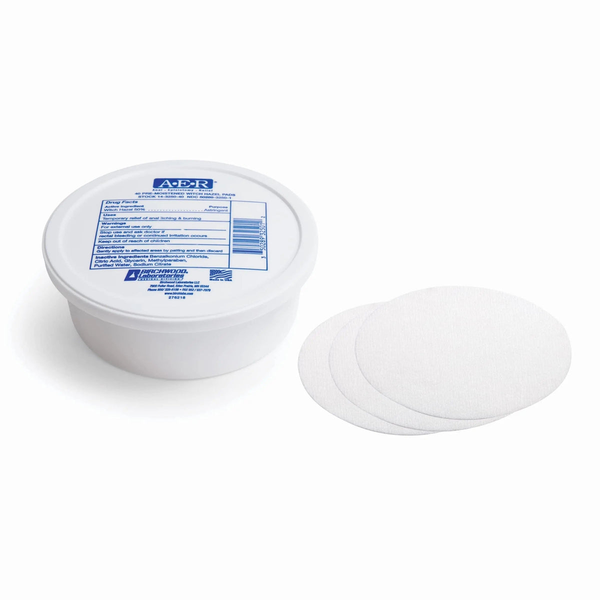 Birchwood Laboratories A-E-R Pre-Moistened Medicated Cooling Witch Hazel Pads For Hemorrhoid & Postpartum Relief, 40 Count Birchwood Laboratories