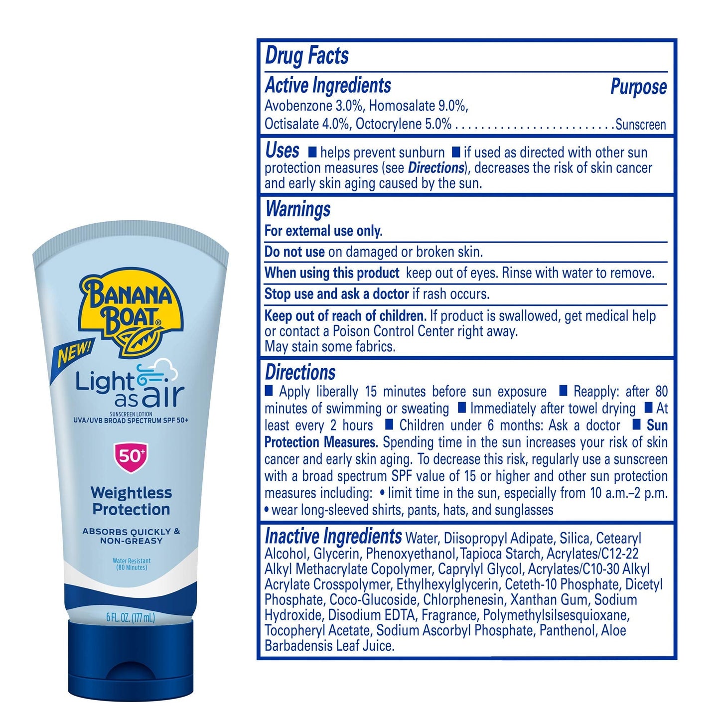 Banana Boat Light As Air Sunscreen Lotion SPF 50 Twin Pack | Lightweight & Non-Greasy Lotion Sunscreen SPF 50 Banana Boat