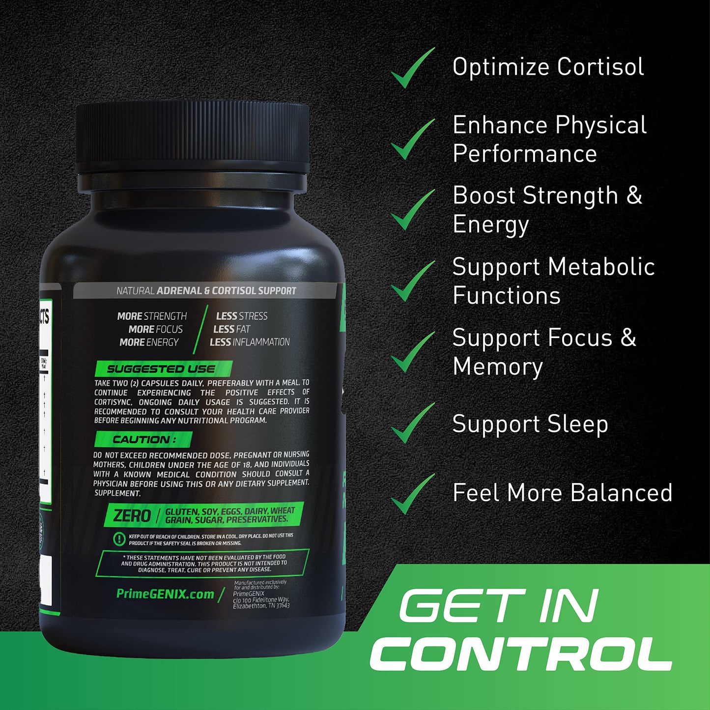 PrimeGENIX CortiSync | Reduce Cortisol | Increase Energy | Improve Focus | Organic PrimeGENIX