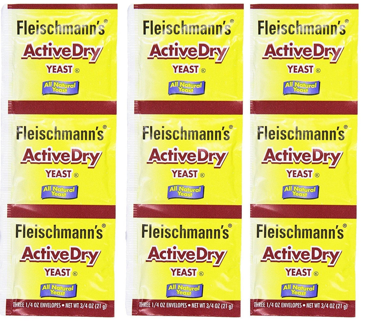 4 set Active Dry Yeast,0.25 Ounce, 9 Count Fleischmann's SALUTE