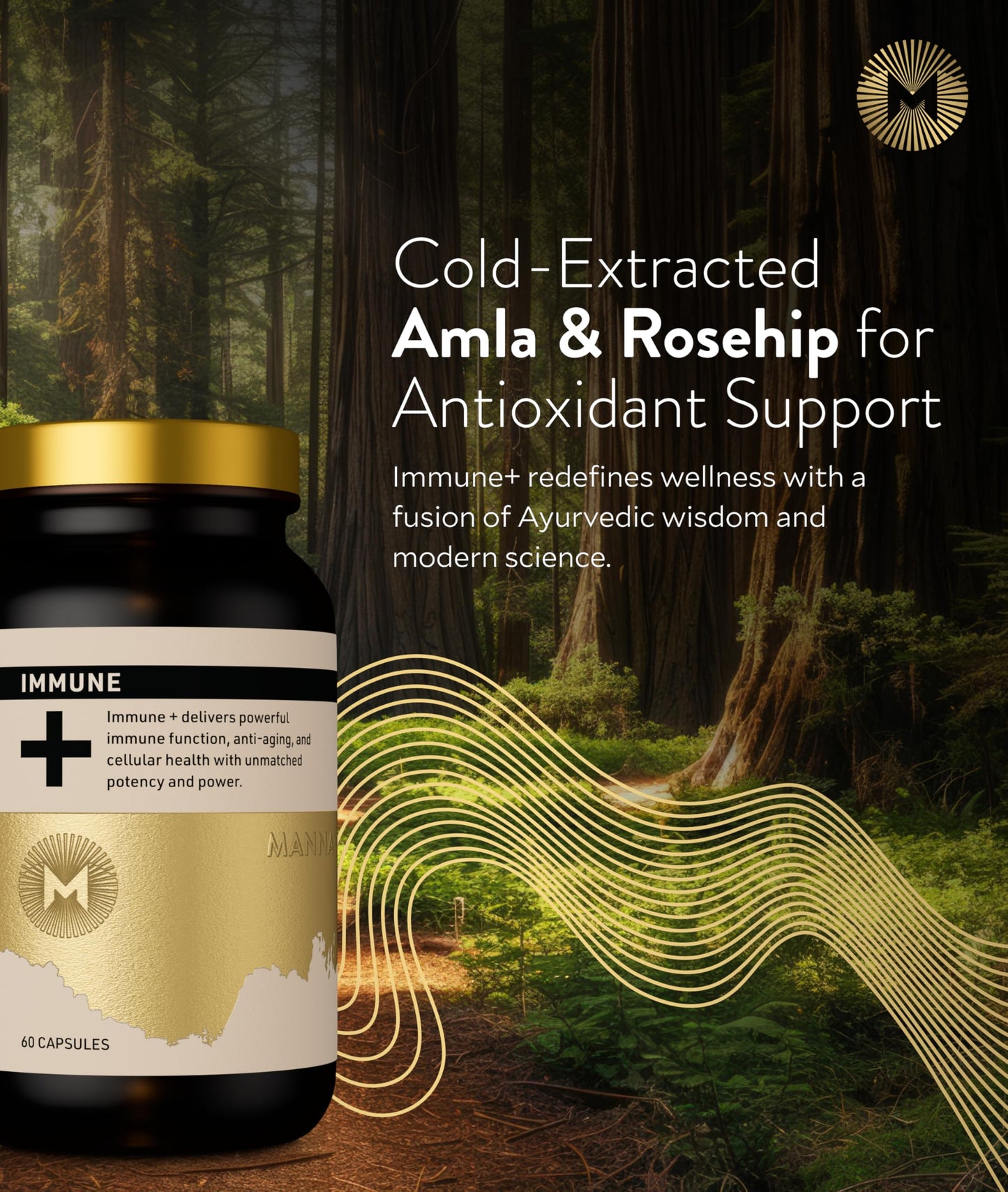 Manna Immune+ Capsules | 500mg Amla Extract & 500mg Rosehip Extract | Vitamin C Supplement for Immune Boost, Antioxidants, Heart Health, Digestion & Immune System Support | For Daily Use | 60 Count M Manna