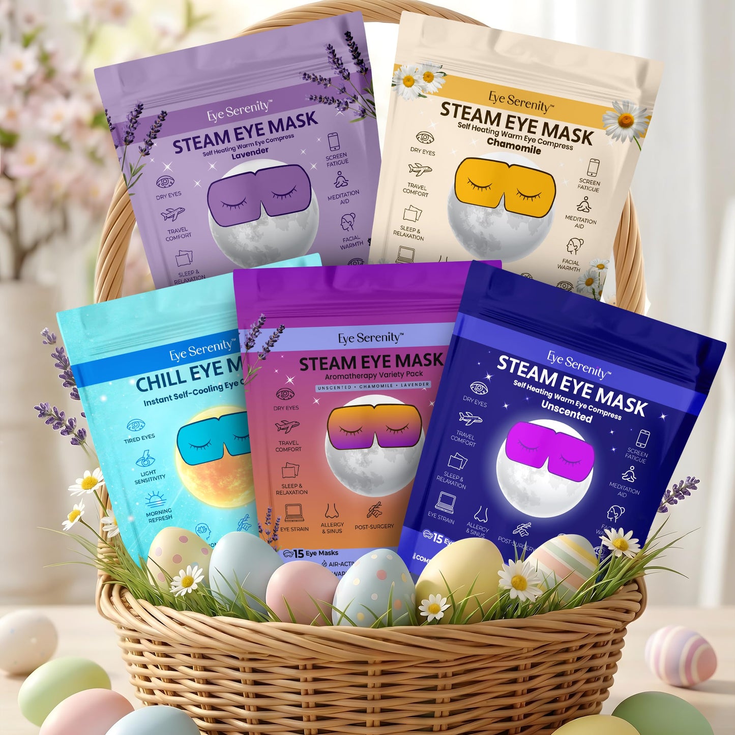 Steam Eye Mask, Self Heating Warm Compress for Dry Eyes I Heated Fast Relief for Stye, Puffy Sensitive Eyes, Moist Heat, Easter Basket Stuffers Lure Essentials