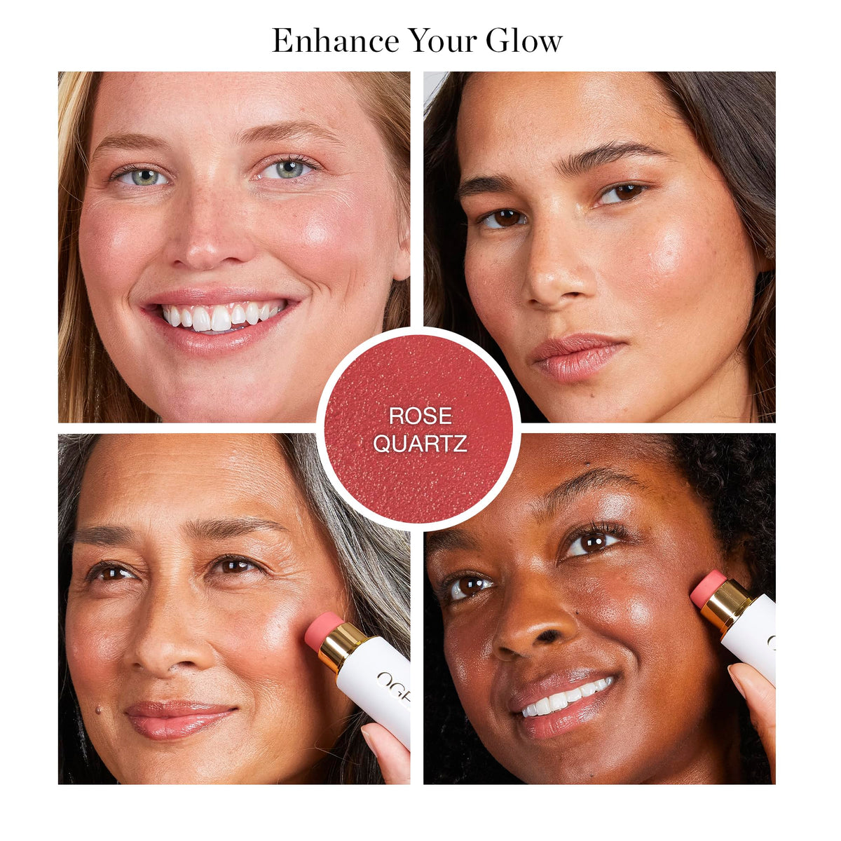 Ogee Sculpted Face Stick (ROSE QUARTZ - ROSE BLUSH) Certified Organic Blush Stick - Multi-Use Cream Blush Stick for Cheeks, Lips & Face Ogee