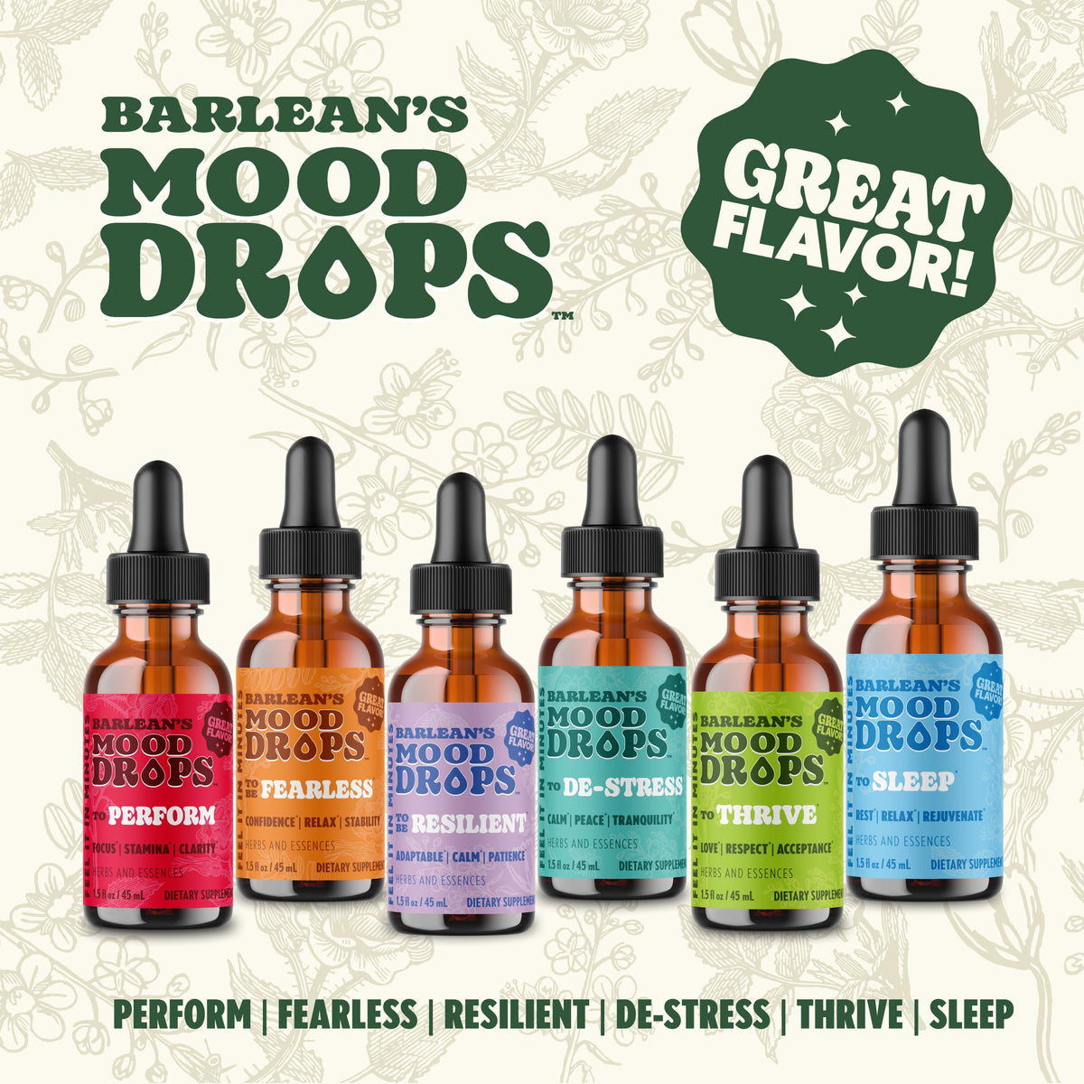 Barlean's Mood Booster Supplement, De-Stress Liquid Drop Supplements for Men and Women, Ashwagandha and L Theanine Extract, Adaptogen Herbs Drops, 1.5 oz Barlean's