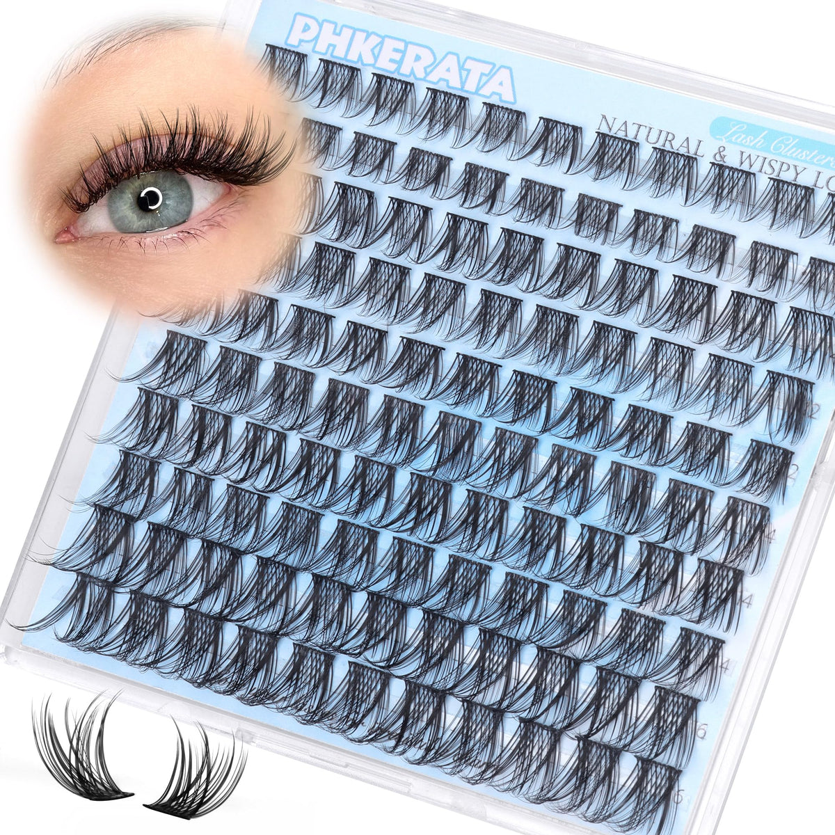 PHKERATA Natural Lash Clusters Wispy Eyelash Clusters, Eyelash Extensions PHKERATA