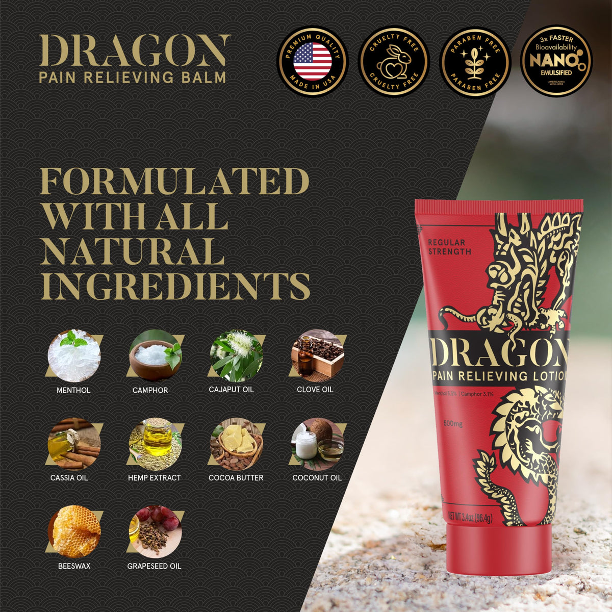 Americanna Wellness Dragon Lotion 3.4oz Regular Red Americanna Wellness