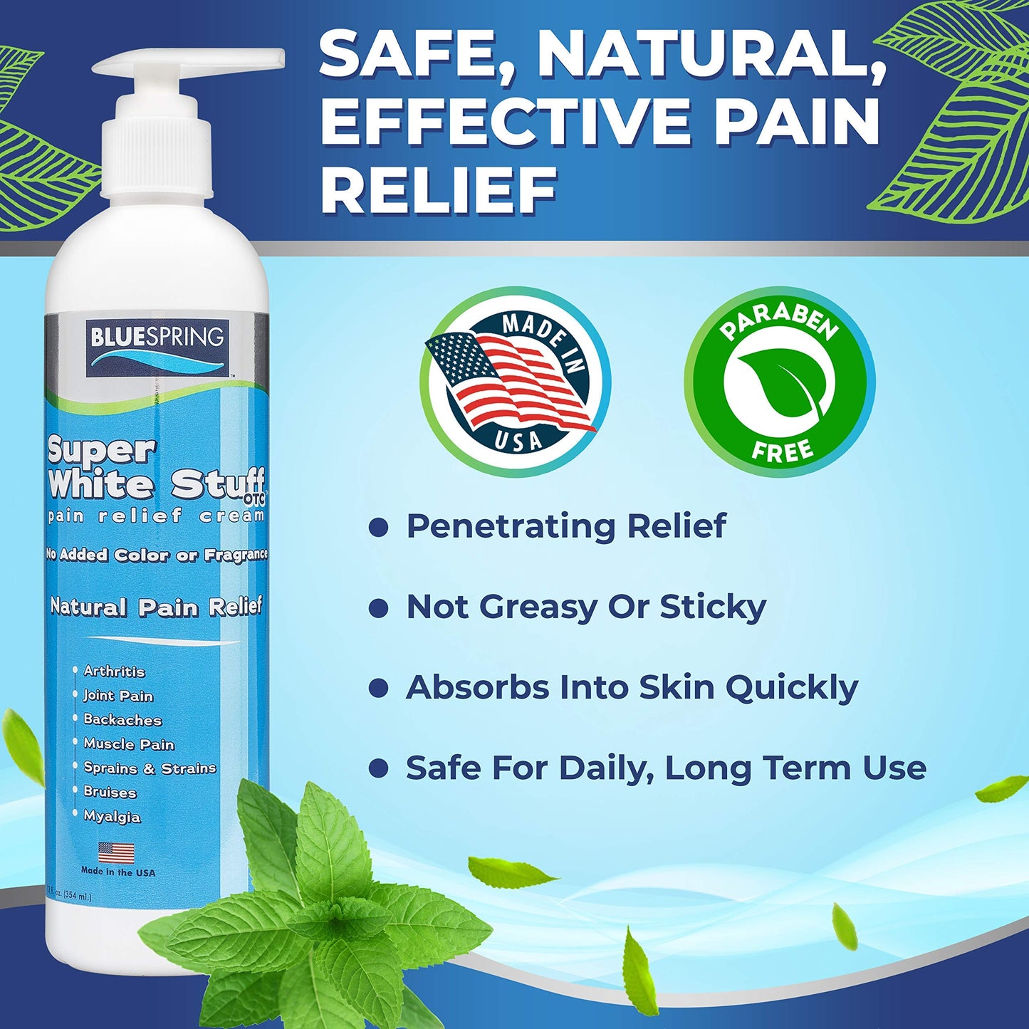 Emu Therapy Super White Stuff OTC 12-oz. Pump Bottle - Natural, Made in USA, Paraben-Free, Works in As Little As 5 Minutes for Joint/Muscle Pain, Backaches, Sprains/Strains, Bruises & More Emu Therapy