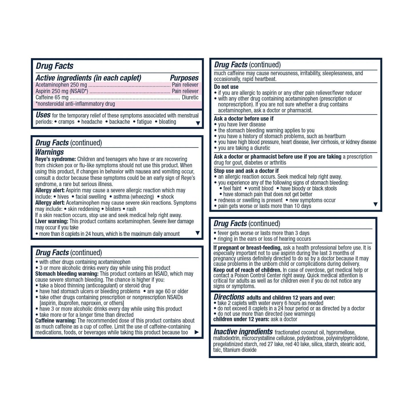 Pamprin Maximum Strength Formula, 24 Caplets (Pack of 3) Pamprin