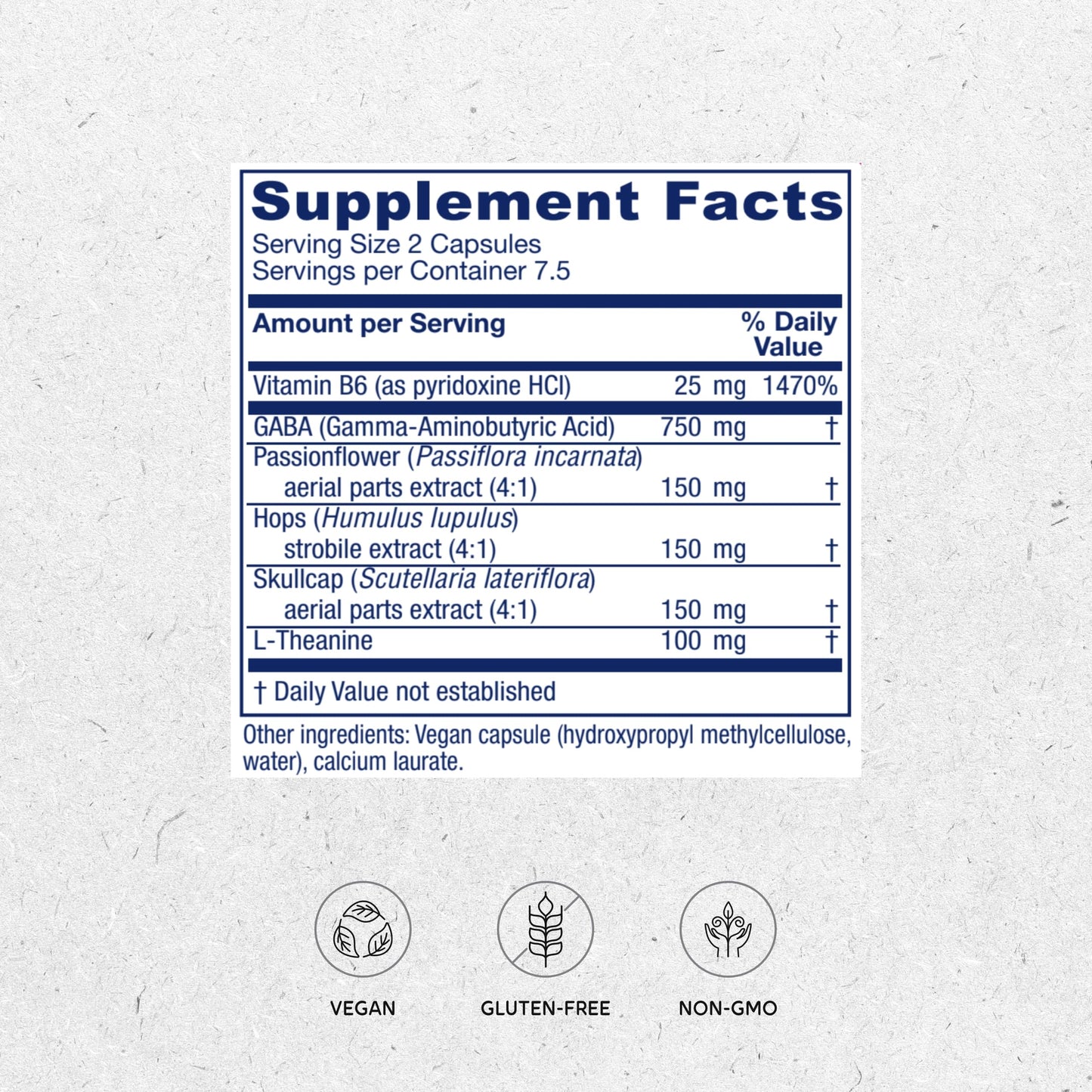Vitanica GABA Ease - Relaxation Support Supplement with L-Theanine, GABA, & Vitamin B6 - Nervous System Support with Skullcap- Calm Support with Hops & Passion Flower - Vegan, Travel Size -15 Capsules Vitanica