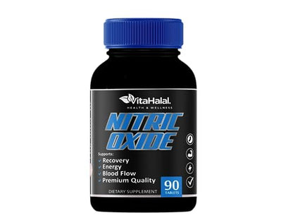 VitaHalal Nitric Oxide Supplement - Powerful Nitric Oxide Booster for Men to Support Blood Pressure, Healthy Blood Flow, Supplement for Men - Natural Energy Boost, L-Arginine Non-GMO Capsules