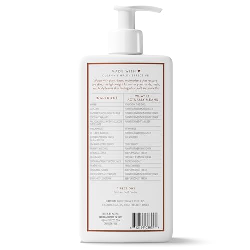 Native Body Lotion Contains Naturally Derived Plant-Based Moisturizers for Women and Men | Restores Dry Skin Native