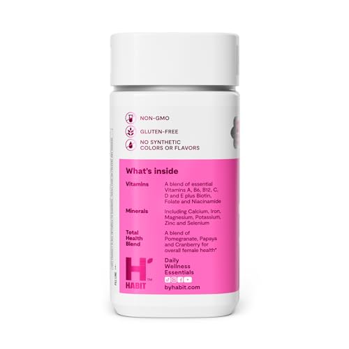 Habit Womens Multi Supplement (60 Capsules) - New Look, Supports General Health & Wellness, 23 Essential Vitamins and Minerals, Fruit extracts H' Habit