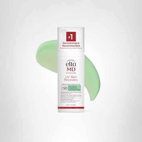 EltaMD UV Skin Recovery Green Tint 100% Mineral Sunscreen, SPF 50, Redness Correcting EltaMD