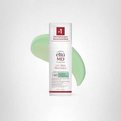 EltaMD UV Skin Recovery Green Tint 100% Mineral Sunscreen, SPF 50, Redness Correcting EltaMD