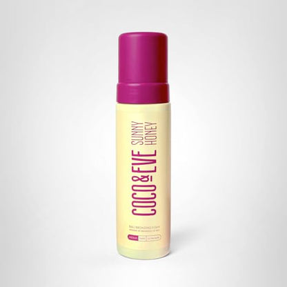 Coco & Eve Sunny Honey Self Tanner Foam - (Medium) Fast Drying, Streak-Free Sunless Tanning Mousse, Tropically Scented Lightweight Natural Looking Tan Coco & Eve
