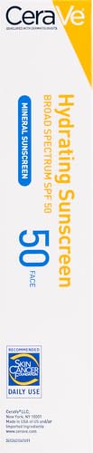 CeraVe 100% Mineral Sunscreen SPF 50, Face sunscreen With Zinc Oxide & Titanium Dioxid CeraVe