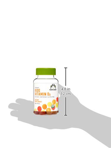 Amazon Brand - Mama Bear Organic Kids Vitamin D3 25 mcg (1000 IU) Gummies per serving, Bone and Immune Health, Strawberry, 80 Count Mama Bear