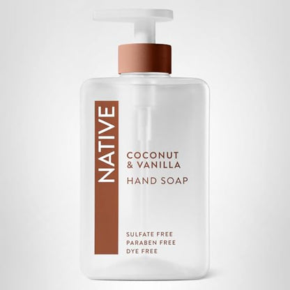 Native Liquid Hand Soap, Coconut & Vanilla Scent, Non-Drying Formula for Soft, Smooth Hands Native