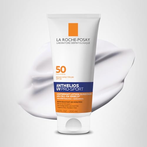 La Roche-Posay Anthelios UV Pro-Sport SPF 50 Sunscreen for Face & Body, Water & Sweat Resistant with Non-Drip Formula, Invisible Broad Spectrum Sunscreen Lotion La Roche-Posay