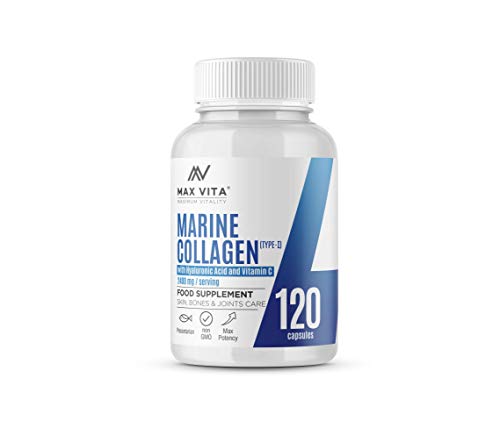 Marine Collagen Type 1 2400mg - 120 Capsules Supplement with Hyaluronic Acid and Vitamin C MAX VITA MAXIMUM VITALITY buy australia supplements