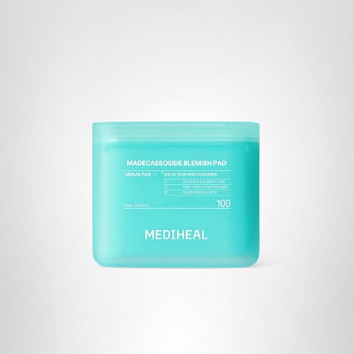 MEDIHEAL Toner Pads 100 Count - Madecassoside Blemish Care Toner Pad with Centella Asiatica - Improves Uneven Skin Tone & Deep Hydration Mediheal