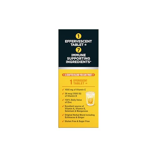 Airborne 1000mg Vitamin C with Vitamin D & Zinc, Sugar Free Multivitamin Immune Support Supplement, Antioxidants Vitamins A C & Vitamin E Airborne